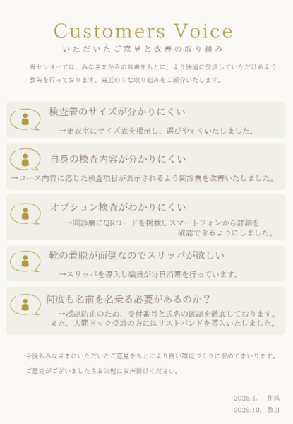 いただいたご意見と改善の取り組み(掲示用)